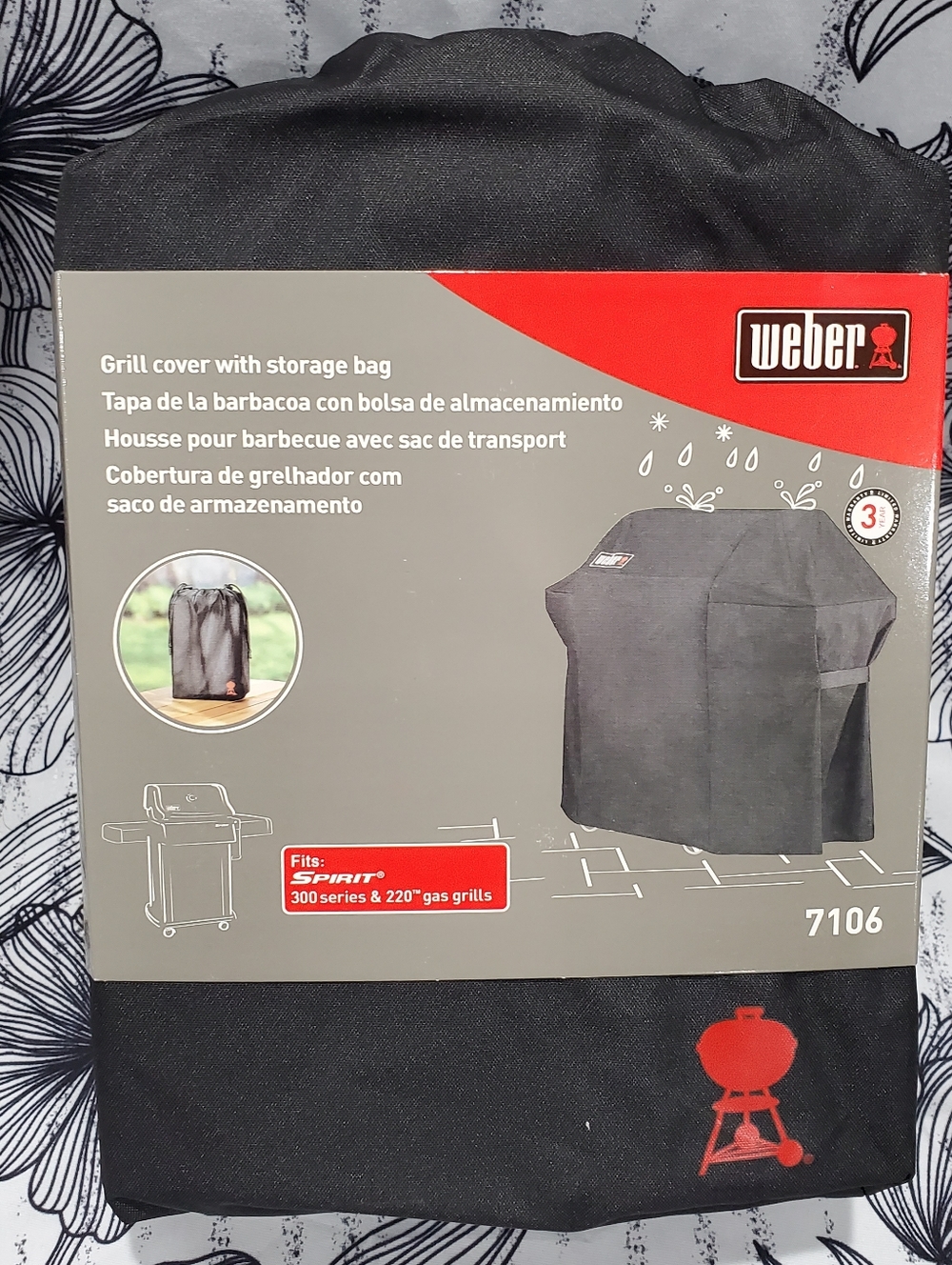 Black Grill Cover with Storage Bag for Spirit 300 & 220 Series